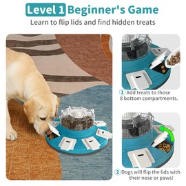 JoyBruko Interactive Dog Puzzle Toys - Treat Dispensing Slow Feeder Advanced-Level for Mental Stimulating and Boredom, Enrichment Dog Toy IQ Training for Small Medium Large Smart Dogs, Blue