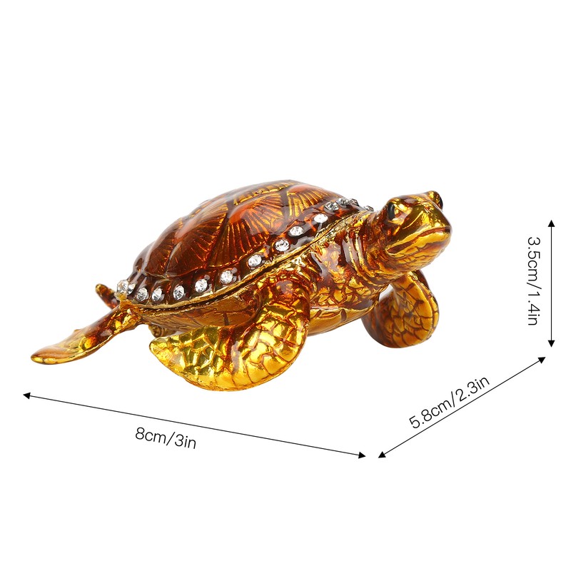Tortoise Figurine Electroplated Turtle Jewelry Trinket Storage Box Ornament with