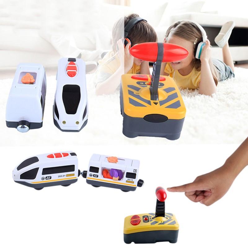 Remote Control Electric Train Toy Compatible with Wooden Track Car