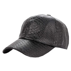 White Fang CA296 Men's Hat Cap, Leather, Crocodile Leather, Stylish, Cool, Casual,
