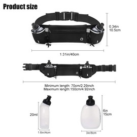 Kiwinvou Running Belt Waist Bag,Kiwinvou Running Belt Waist Bag with Hidden Water Bottle Holder for Outdoor Activities,Gym,Walking,Running, Hiking, Cycling,Unisex (Black)