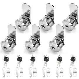 goldenwarm 6 Pack Cabinet Cam Locks Keyed Different Security File Locks Mailbox Locks with Keys 5/8in Cylinder, Fits on 0.55'' Panel Thickness, Zinc Alloy with Satin Nickel Finish