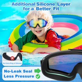 EverSport 2 Pack Kids Swim Goggles Frame Less Design Anti-fog UV Protection Clear Wide Vision No Leak, Water Pool Swimming Goggles for kids 6-14 8-14 8-12 Youth Children Boys Girls