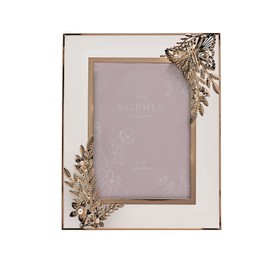 A Sophia® Classic Gold Butterfly Photo Frame 5” x 7”. Self Standing Easel-Black With Glass Front Single Aperture.