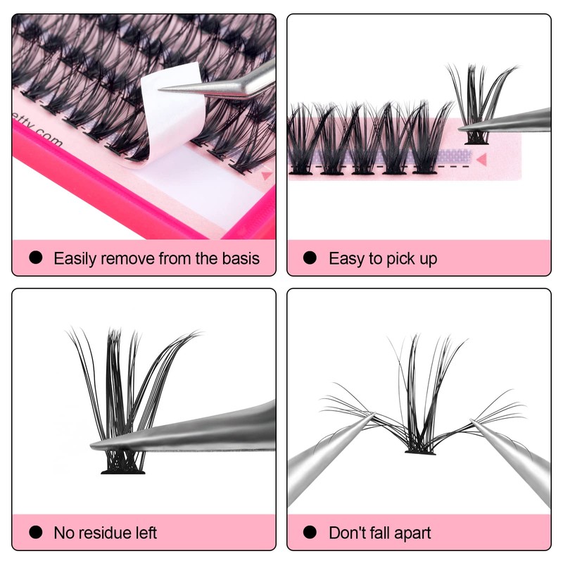 Cluster Eyelash Extensions, 280pcs 40D, 0.07 D Curl 13mm Natural