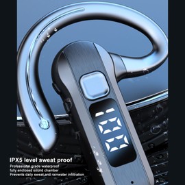 ASHATA Single Ear Bone Conduction Headset Bluetooth 5.2, Open Ear Wireless Earphones Waterproof with LED Power Display Microphone, Type C Charging, for Driving Business Sports