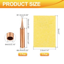 sourcing map 1 Set 900M Soldering Iron Tips Copper Non-Magnetic Welding Head with Cleaning Sponge Pad Replacement for Solder Station Tip (I+K+2C+3C+4C+5C+1.2D+1.6D+2.4D+3.2D)