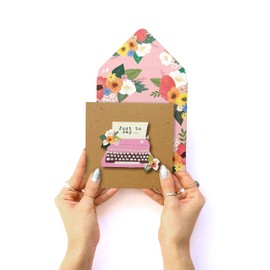 Tache Just To Say Typewriter Greeting Card. Premium Handmade FSC® Certified Greeting Card With Envelope.