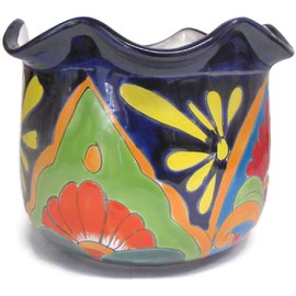 Talavera Pottery Store Ribbon Planter Large Hand Painted Pot Indoor Outdoor Multi Colored Glazed