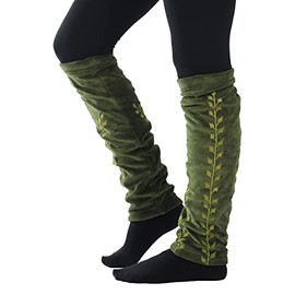 PUREWONDER Women's Leg Warmers Velvet Leg Warmers LW14, Green