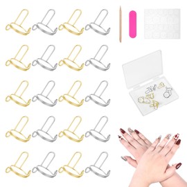 20Pcs Wudu Nail Rings, Adjustable Fingernail Rings with Adhesive Nail Tabs No Glue for Women Fingernail Art Decoration,Reusable Detachable Women Gifts Kits for Beginners (Gold & Silver-20Pcs)