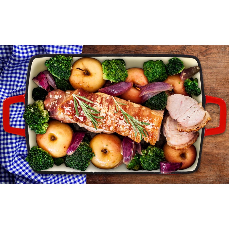 Eternal Living Enameled 13" Cast Iron Baking Pan Rectangular Lasagna