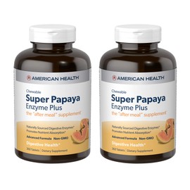 American Health - Super Papaya Enzyme Plus Chewable High Potency - 360 Chewable Tablets, Pack of 2