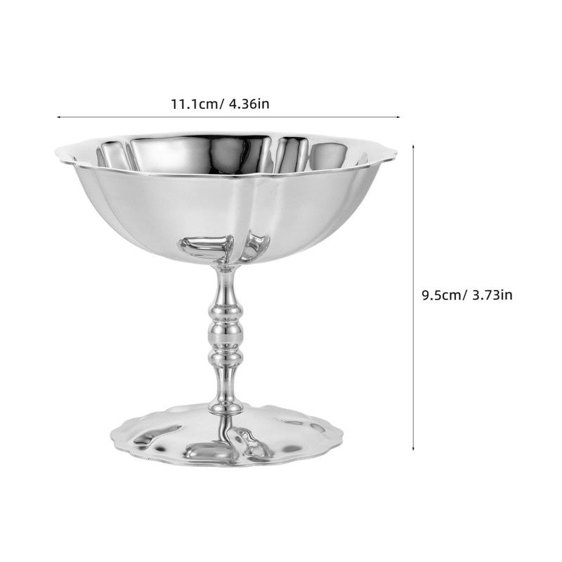CONGARTENO Vintage Stainless Steel Dessert Cup 4.37In High Footed Ice