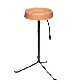 BestNest Allied Precision Heated Bird Bath with Metal Stand, Terra Cotta, 11" Bowl with 50W Thermostatic Heater, Removable Element for Year-Round Use, Durable Plastic Basin, 29" Metal Stand Included