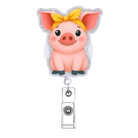 Cute Pig Peds Badge Reel Retractable Accessories Animal Pediatric Nurse Nursing Badge Holder Funny Badge Clip Medical RN LPN CNA ID Card Nurse Accessories for Work