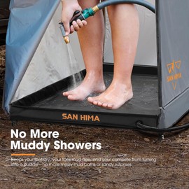 SAN HIMA Portable Shower Pan 41"x41" - Foldable Camping Shower Base Floor with Drainage Hole Storage Bag for RV Camping Outdoor Beach Pet Bath
