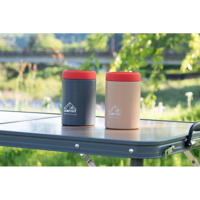 キャプテンスタッグ(CAPTAIN STAG) 缶ホルダー 保冷 真空二重構造 350ml缶用 ステンレス製 タン キャンプアウト UE-3574