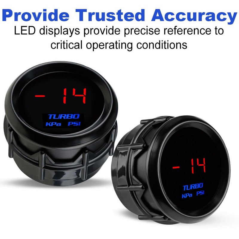 WATERWICH 2" 52mm Turbo Boost Gauge KPA/PSI Red for Car