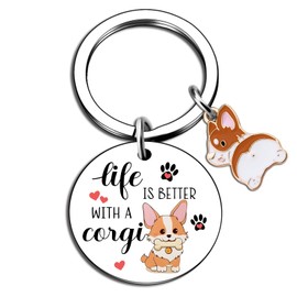 Davrock Corgi Gifts for Lovers Corgis Gifts for Women Men Emotional Support Gift Christmas Birthday Gift Funny Corgi Keychain