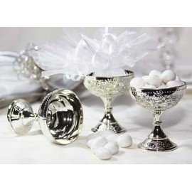 JenlyFavors 12PCS Plastic Chalice Cup Silver 2.75" Tall Communion Decoration