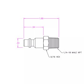 hpcouplers 1/4" NPT Pneumatic Air Compressor Hose Male Quick Connect Fitting Coupler Plug