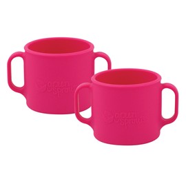 green sprouts Learning Cup |Helps toddler develop independent drinking skills | Easy-grip handles | Heat-Resistant |Dishwasher Safe | Pink 2-pk