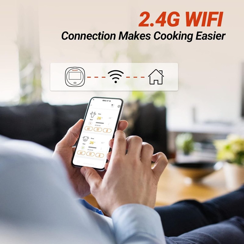 INKBIRD WiFi Meat Thermometer for Grilling, Unlimited Rang Rechargeable BBQ
