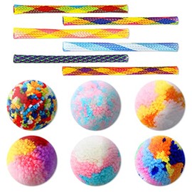 Cat Toys Springs Balls Set 12 Pack - 6 PCS Cat Toy Balls Woolen Yarn Balls - 6 PCS Cat Spring Tube Toys Interactive Cat Chew Toy for Cat Kitten (Random Color)
