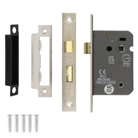 Decoranddecor Bathroom Mortice Lock - 2.5inch / 64mm - Satin Nickel - Fire Rated - UKCA & CE Approved