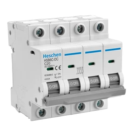 Heschen - Disyuntor en miniatura de CC, HSB6C-DC, 4 polos, DC1000V 20A, disyuntor fotovoltaico, para sistema solar fotovoltaico, sistema de rejilla de paneles solares, montaje en riel DIN de 35 mm