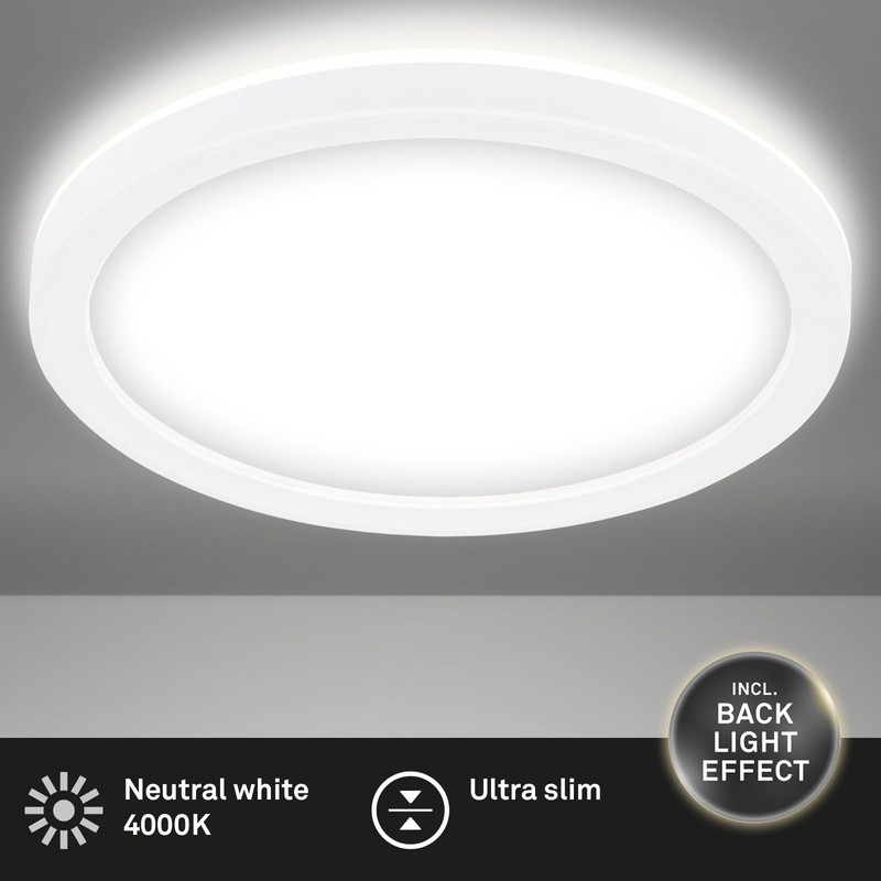 Briloner Leuchten LED Panel, Ceiling Light with Backlight Effect, 12