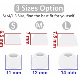 Replacement Earbuds Tips Silicone Ear Tips for JBL Tune 230NC TWS/Tune 125TWS /Tune 130NC TWS/Vibe 200TWS / Free X,Fit in Case, Buds Tips,6 Pairs S/M/L 3 Size,White713