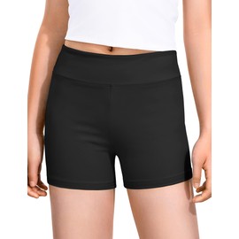 Somaibo Girls Dance Shorts Biker Gymnastics Cartwheel Athletic Clothes Under Dress for Kids Youth Volleyball Tumbling 9-10 Years Black