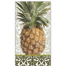 IHR Ideal Home Range Dinner Napkins Disposable 3-Ply Paper Hand Towels, 8.5" x 4.5", Exotic Pineapple, 16-Count