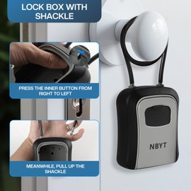 NBYT Portable Combination Lock keybox,For House Keys Key Hiders to Hide a Key Outside,Waterproof Key Safe Storage Lock Box (With steel cable rope)