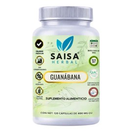 Guanábana  120 Cápsulas  Saisa Herbal  Suplemento Alimenticio Calidad Premium  Antioxidante Natural, Bienestar y Defensa Celular                      