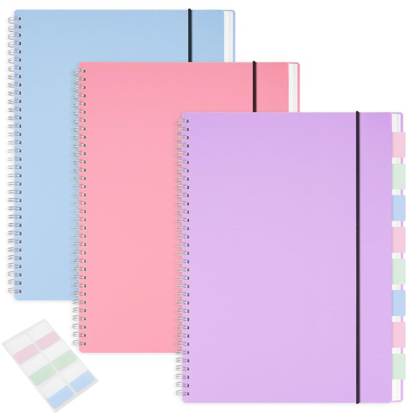 MSTONAL 3 Pack Spiral Notebooks, Large Square Journal Notebook 8.5"