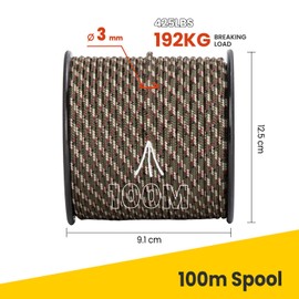 BROTREE 3mm Paracord 425 100% Nylon 100M Rope 3 Strands Type II Parachute Cord for Outdoor, Craft, DIY - 192kg Breaking Load (Forest Camo)