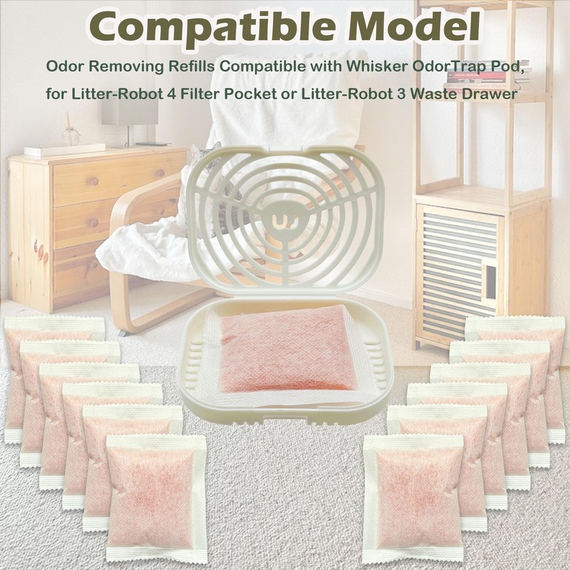 12 Pack Eliminates Litter Box Odors for Whisker OdorTrap Pod,