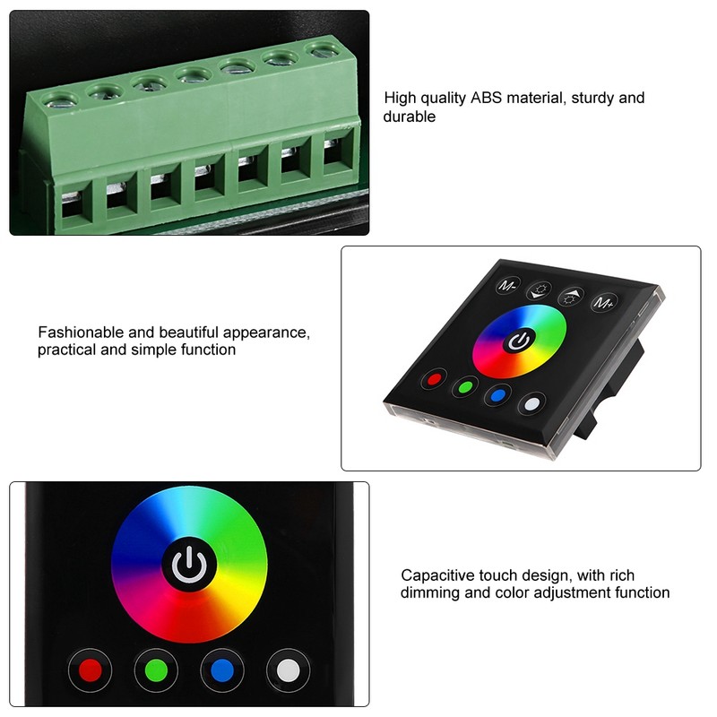 Wall Mounted Colorful RGBW LED Touch Panel Controller Dimmer Switch