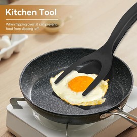 2 in 1 Grip and Flip Spatula Tongs,Egg Flipper Spatula,Egg Pancake Fish French Toast Omelette Making, Kitchen Cooking Tool