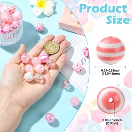 DanLingJewelry 100Pcs Pink Series Chunky Bubblegum Beads 16mm Round Acrylic Gum Ball Beads for DIY Beading Bracelets Jewelry Making