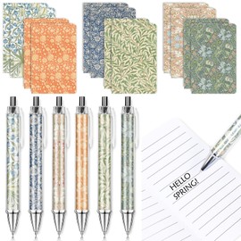 FYSUIMU 24Pcs William Morris Floral Ballpoint Pens and Notepads Set Retractable Wedding Flower Pens with Notebooks Bridal Shower Gifts Set for Students Teacher School Classroom Office Supplies