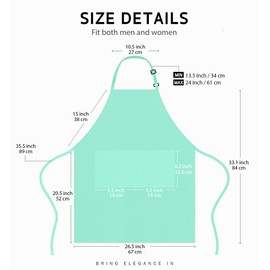 Syntus 2 Pack Adjustable Bib Apron Waterdrop Resistant with 2 Pockets Cooking Kitchen Aprons for BBQ Drawing, Women Men Chef, Green