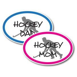 Magnet Me Up Hockey Mom and Hockey Dad Combo Pack Magnet Decal, 4x6 Inches Oval, Heavy Duty Automotive Magnet for Car Truck SUV