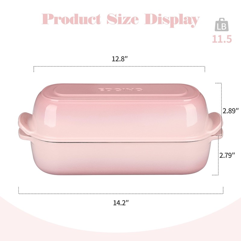 Enameled Cast Iron Loaf Pan with Lid, Dutch Oven Bread