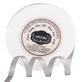 VATIN Double Face Deep Silver Satin Ribbon 1/4" Continuous 50 Yards,Silver Polyester Fabric Ribbon use for Bows Bouquet, Gift Wrapping, Floral Arrangement Wedding Decoration