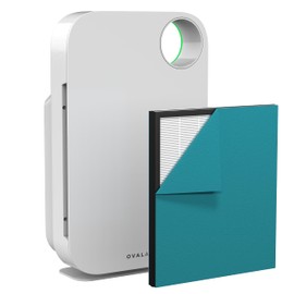 OVAL AIR AIR1000A 3-Stage H13 True HEPA 5-in-1 Air Purifier For Allergens,Dust,Pets,Allergies,Odor,Smoke,Pollen, Rooms up to 600 sq. ft., White, 13.8" X 7.5" X 25"