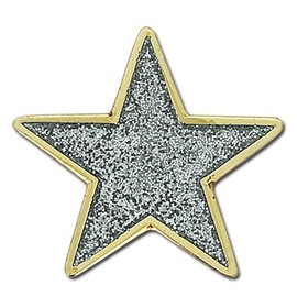 Glitter Star Badge Lapel Pin 10 Pack (Silver)